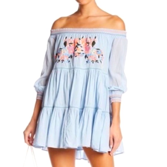 Free People Dresses & Skirts - FREE PEOPLE Sunbeams Blue Floral Dress NEW Small